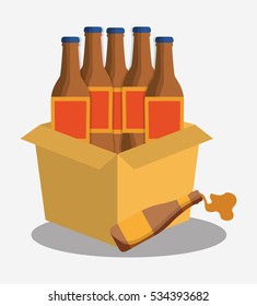 bottles beer cardboard box vector illustration eps 10