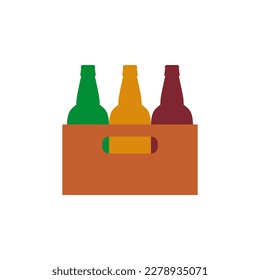 Bottles of beer in a crate, a cardboard box.