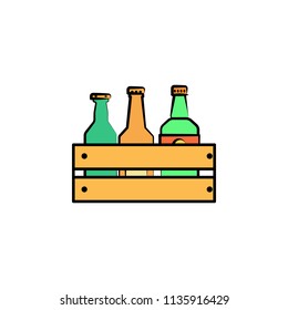 bottles of beer in drawer colored sketch style icon. Element of beer icon for mobile concept and web apps. Hand drawn bottles of beer in drawer icon can be used for web and mobile on white background
