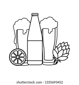 bottles of beer and glass isolated icon