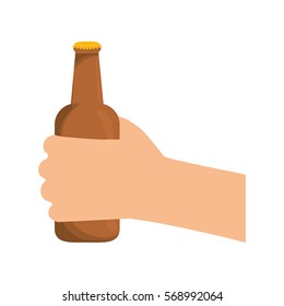 bottles of beer in the hand icon design, vector illustration