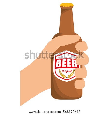 bottles of beer in the hand icon design, vector illustration