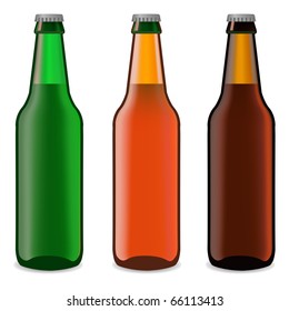  bottles of beer on a white background; vector