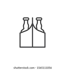 Bottles of beer packaging line icon. linear style sign for mobile concept and web design. Beer pack outline vector icon. Alcoholic drink symbol, logo illustration. Vector graphics