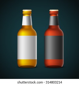 Bottles of beer template isolated on white background - realistic vector illustration