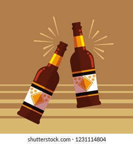 bottles of beers toast icon