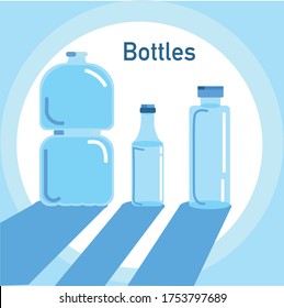 Botellas con paleta de color azul