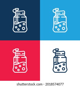 Botellas azul y rojo cuatro colores conjunto de iconos mínimo