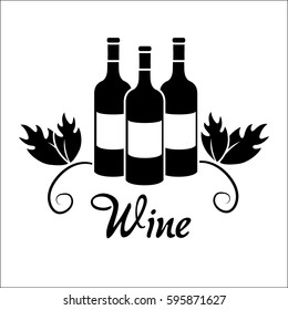 bottles with bubble of wine icon