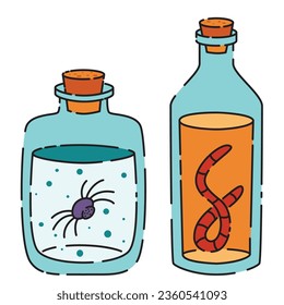 Botellas de insectos en líquido, para sordera, hennuina, biología o ciencia Jars de Halloween