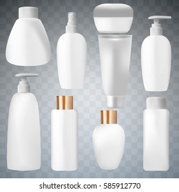 bottles, cans various containers with a transparent background. for cosmetic products
