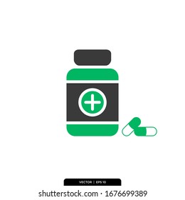 bottles and Capsule Icon Vector Illustration Logo Template