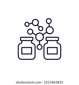 bottles of chemicals line icon