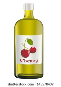 Bottles for cherry juice . Vector illustration .