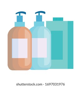 bottles of cleaning products isolated icon vector illustration design