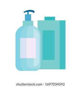bottles of cleaning products isolated icon vector illustration design