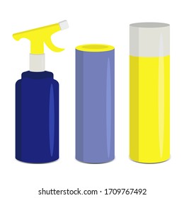 Bottles of cleaning products for cleaning isolated on white background
