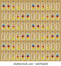  bottles with colored liquid