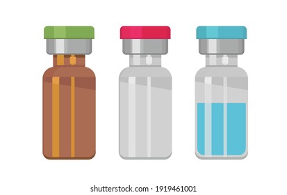 Bottles containing a vaccine against the virus. Vector illustration of covid-19