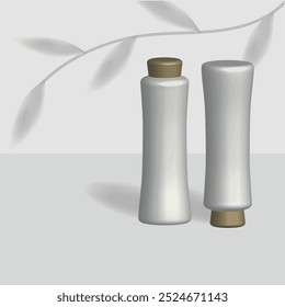 Bottles for cosmetics, shampoos, conditioners, hair masks. 3D visualization. Can be used to create presentations, packaging and product visualizations, as well as various packaging layouts.