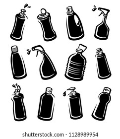 Bottles detergent set. Vector