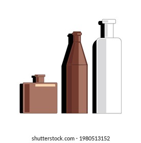 Bottles of different shapes. Color vector illustration isolated on white background.