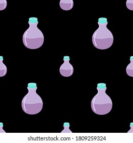 Bottles with Elixir seamless pattern. The concept of Halloween. Vector.Design of banners, wrapping paper, packaging, web