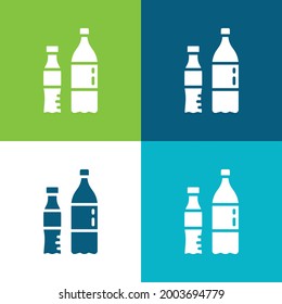 Bottles Flat four color minimal icon set