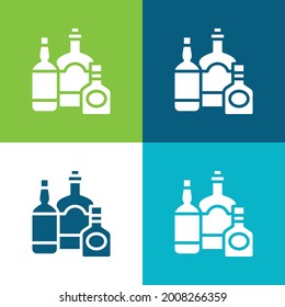 Bottles Flat four color minimal icon set
