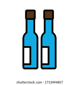 Bottles flat icon. Design template vector