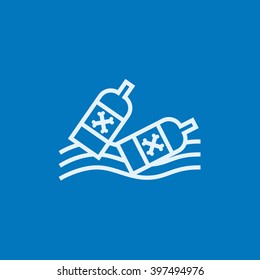 Bottles floating in water line icon.