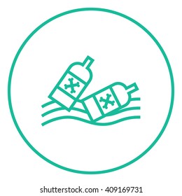 Bottles floating in water line icon.