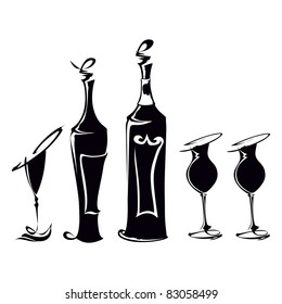 bottles and glass