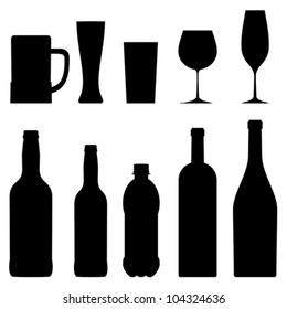 Bottles and glasses.