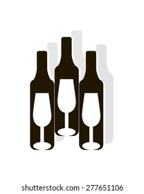 bottles and glasses for alcoholic drinks
