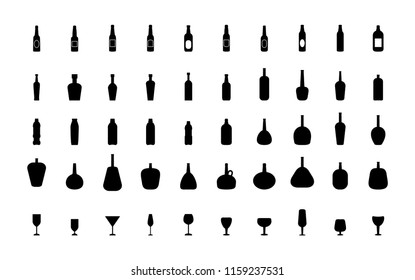 Bottles and glasses icon set