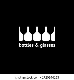 Botellas y gafas с diseño del logotipo de la idea creativa