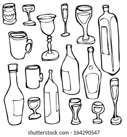 bottles and glasses. Vector