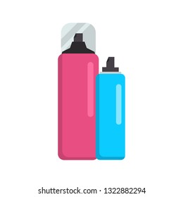 Bottles with hair products color vector icon. Flat design