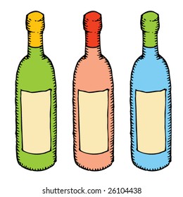 Bottles hand drawing