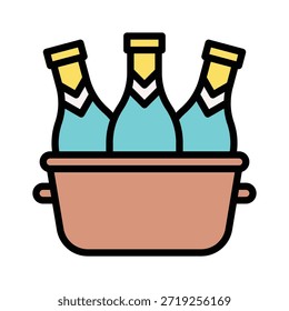 Botellas En La Ilustración vectorial Del Cubo De Hielo, Icono Lleno Del Estilo