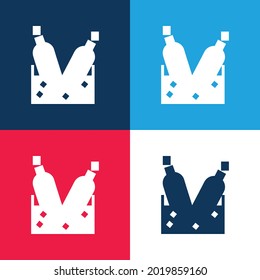Bottles With Ice Cubes blue and red four color minimal icon set