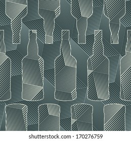  Bottles with ice drink. Seamless pattern. Vector.
