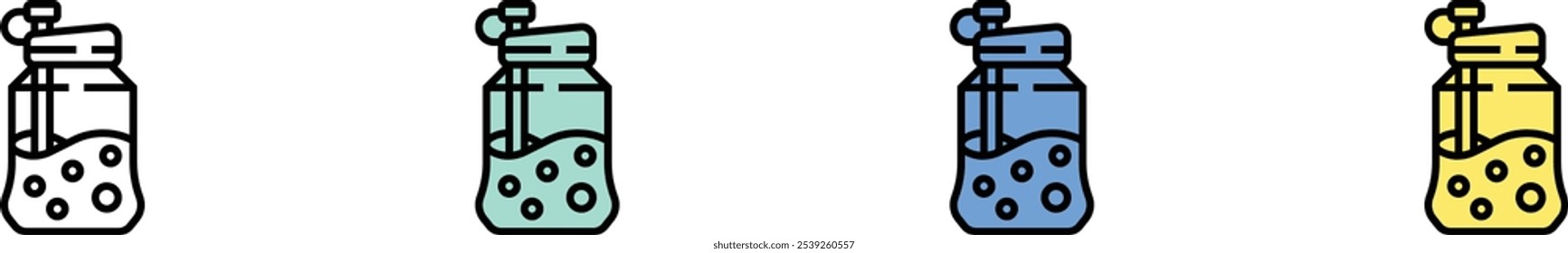 bottles icon. Outline, Green, Blue and Yellow Style Design Isolated On White Background