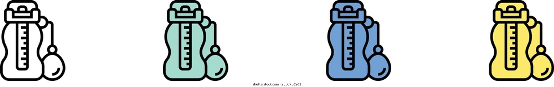 bottles icon. Outline, Green, Blue and Yellow Style Design Isolated On White Background