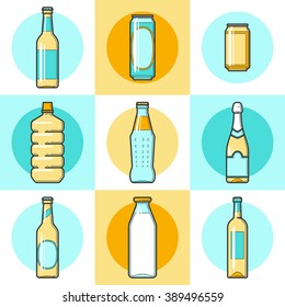 Bottles icon set.