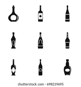 Bottles icon set. Simple style set of 9 bottles vector icons for web isolated on white background