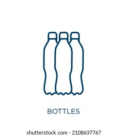 bottles icon. Thin linear bottles outline icon isolated on white background. Line vector bottles sign, symbol for web and mobile
