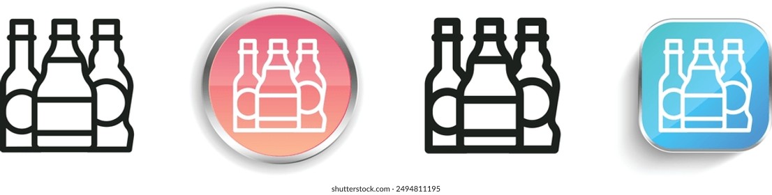 Flaschensymbol. Flaches, lineares, regelmäßiges Design im Button-Stil isoliert auf weißem Hintergrund