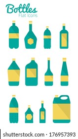 Bottles Icons. Flat Design. vector